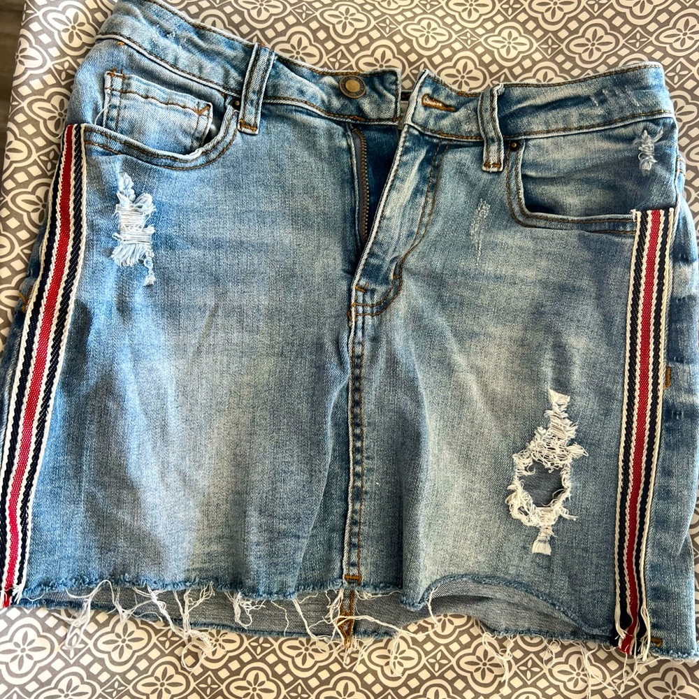 Mini denim skater skirt!